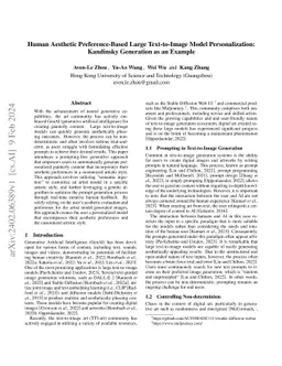 Human Aesthetic Preference-Based Large Text-to-Image Model
  Personalization: Kandinsky Generation as an Example