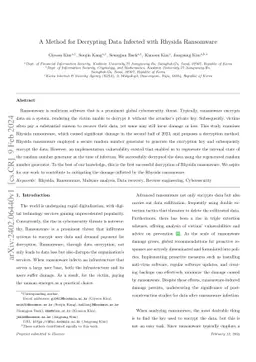 A Method for Decrypting Data Infected with Rhysida Ransomware