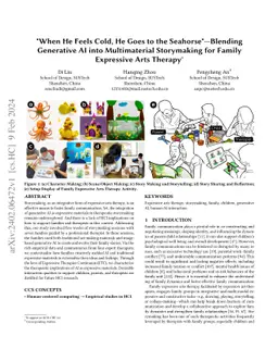 "When He Feels Cold, He Goes to the Seahorse"-Blending Generative AI
  into Multimaterial Storymaking for Family Expressive Arts Therapy
