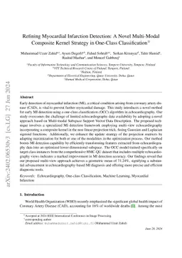 Refining Myocardial Infarction Detection: A Novel Multi-Modal Composite
  Kernel Strategy in One-Class Classification
