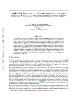 RQP-SGD: Differential Private Machine Learning through Noisy SGD and
  Randomized Quantization