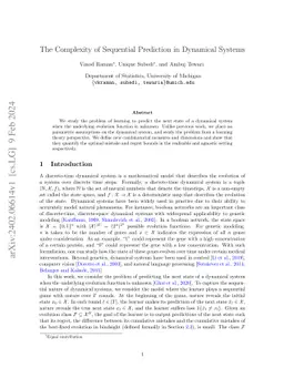 The Complexity of Sequential Prediction in Dynamical Systems