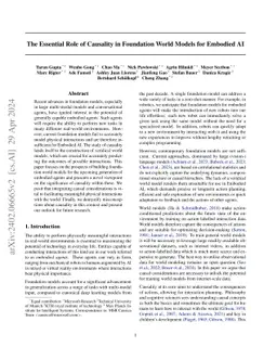 The Essential Role of Causality in Foundation World Models for Embodied
  AI