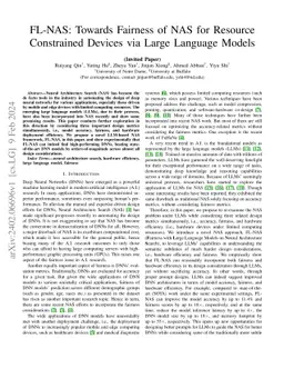 FL-NAS: Towards Fairness of NAS for Resource Constrained Devices via
  Large Language Models