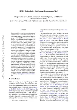 NICE: To Optimize In-Context Examples or Not?