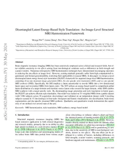 Disentangled Latent Energy-Based Style Translation: An Image-Level
  Structural MRI Harmonization Framework