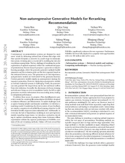 Non-autoregressive Generative Models for Reranking Recommendation