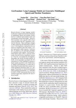 GenTranslate: Large Language Models are Generative Multilingual Speech
  and Machine Translators