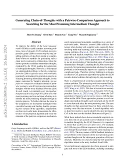 Generating Chain-of-Thoughts with a Pairwise-Comparison Approach to
  Searching for the Most Promising Intermediate Thought