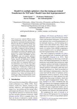Should I try multiple optimizers when fine-tuning pre-trained
  Transformers for NLP tasks? Should I tune their hyperparameters?