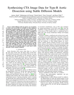 Synthesizing CTA Image Data for Type-B Aortic Dissection using Stable
  Diffusion Models