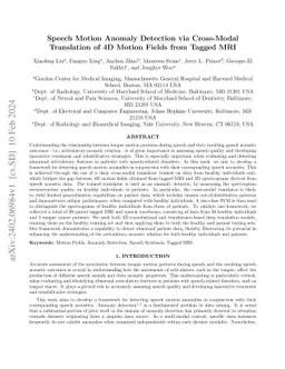 Speech motion anomaly detection via cross-modal translation of 4D motion
  fields from tagged MRI
