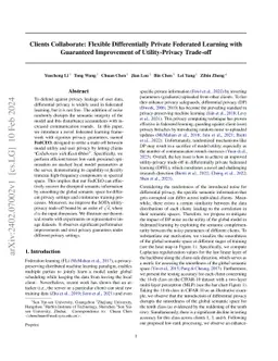 Clients Collaborate: Flexible Differentially Private Federated Learning with Guaranteed Improvement of Utility-Privacy Trade-off