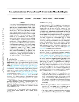 Generalization Error of Graph Neural Networks in the Mean-field Regime