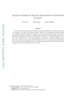 Quantum Speedup for Spectral Approximation of Kronecker Products