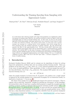 Understanding the Training Speedup from Sampling with Approximate Losses