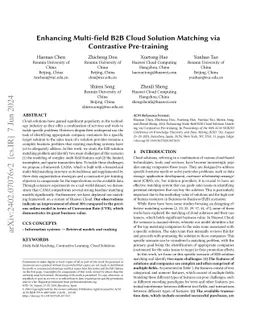 Enhancing Multi-field B2B Cloud Solution Matching via Contrastive
  Pre-training