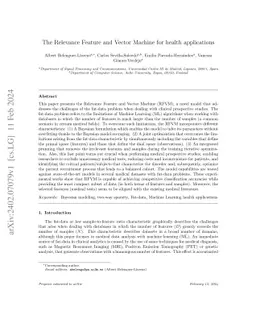 The Relevance Feature and Vector Machine for health applications