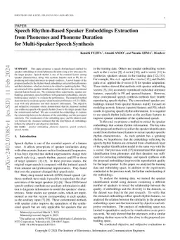 Speech Rhythm-Based Speaker Embeddings Extraction from Phonemes and
  Phoneme Duration for Multi-Speaker Speech Synthesis