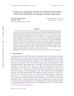 Using Large Language Models for Student-Code Guided Test Case Generation
  in Computer Science Education