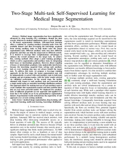 Two-Stage Multi-task Self-Supervised Learning for Medical Image
  Segmentation