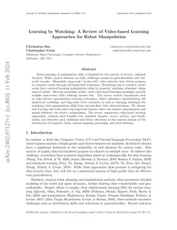 Learning by Watching: A Review of Video-based Learning Approaches for Robot Manipulation