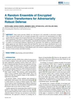 A Random Ensemble of Encrypted Vision Transformers for Adversarially
  Robust Defense