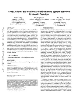 SAIS: A Novel Bio-Inspired Artificial Immune System Based on Symbiotic
  Paradigm