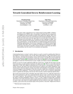 Towards Generalized Inverse Reinforcement Learning