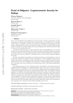 Proof of Diligence: Cryptoeconomic Security for Rollups