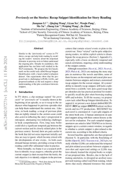 Previously on the Stories: Recap Snippet Identification for Story
  Reading