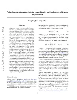 Noise-Adaptive Confidence Sets for Linear Bandits and Application to
  Bayesian Optimization
