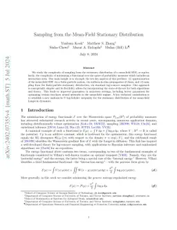 Sampling from the Mean-Field Stationary Distribution
