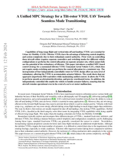A Unified MPC Strategy for a Tilt-rotor VTOL UAV Towards Seamless Mode
  Transitioning