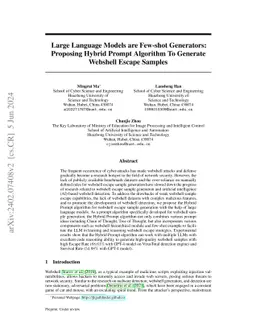 Large Language Models are Few-shot Generators: Proposing Hybrid Prompt
  Algorithm To Generate Webshell Escape Samples