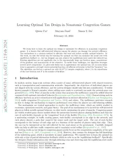 Learning Optimal Tax Design in Nonatomic Congestion Games