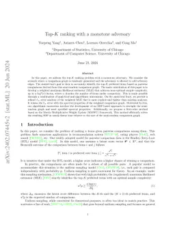 Top-$K$ ranking with a monotone adversary