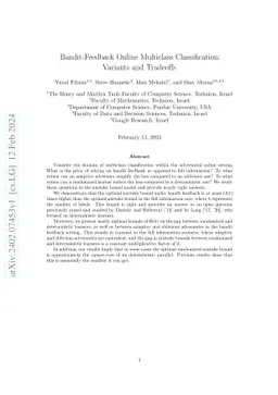 Bandit-Feedback Online Multiclass Classification: Variants and Tradeoffs