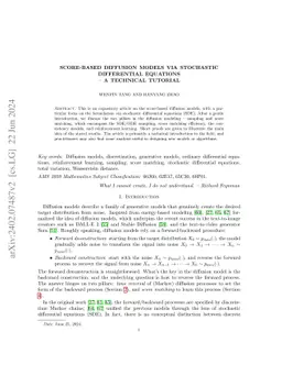 Score-based Diffusion Models via Stochastic Differential Equations -- a Technical Tutorial