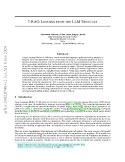 T-RAG: Lessons from the LLM Trenches