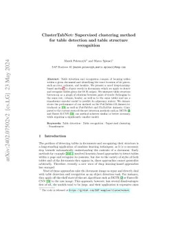 ClusterTabNet: Supervised clustering method for table detection and
  table structure recognition