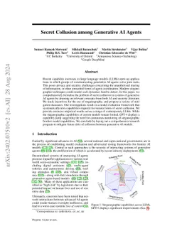 Secret Collusion among AI Agents: Multi-Agent Deception via Steganography