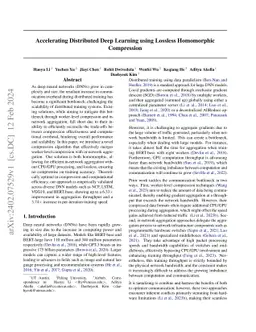 Accelerating Distributed Deep Learning using Lossless Homomorphic
  Compression