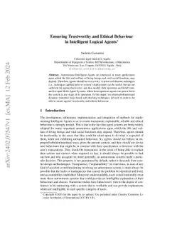 Ensuring trustworthy and ethical behaviour in intelligent logical agents