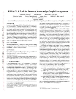 PKG API: A Tool for Personal Knowledge Graph Management