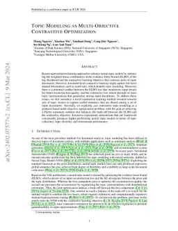 Topic Modeling as Multi-Objective Contrastive Optimization