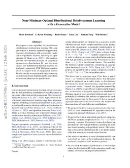 Near-Minimax-Optimal Distributional Reinforcement Learning with a
  Generative Model