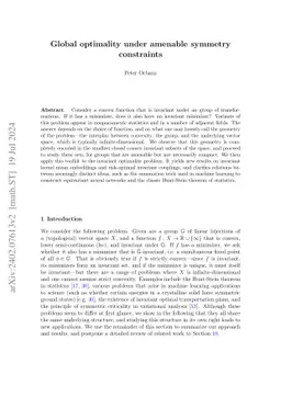 Global optimality under amenable symmetry constraints