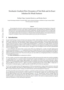 Stochastic Gradient Flow Dynamics of Test Risk and its Exact Solution
  for Weak Features