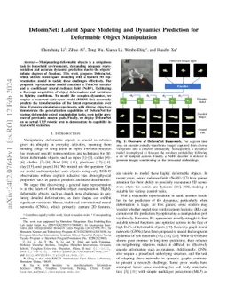 DeformNet: Latent Space Modeling and Dynamics Prediction for Deformable
  Object Manipulation